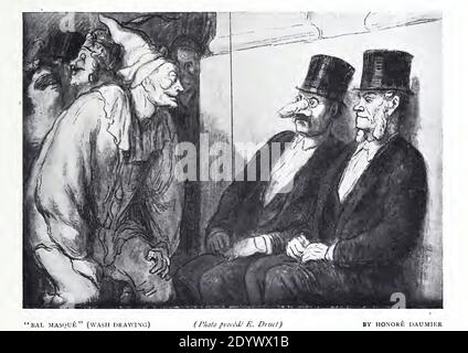 Honore Daumier - Bal Masque (disegno di lavaggio) - palla mascherata - 1913 Foto Stock