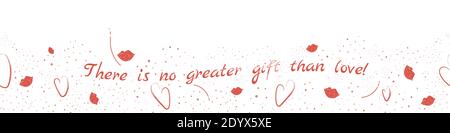 San Valentino sfondo vettoriale disegnato a mano. Bella illustrazione decorativa con cuori e labbra grumo per baciare.Bianco e rosso disegno in doodle Illustrazione Vettoriale