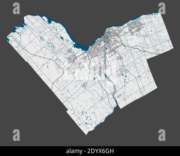 Ottawa mappa. Mappa dettagliata dell'area amministrativa della città di Ottawa. Panorama cittadino. Illustrazione vettoriale priva di royalty. Mappa lineare con autostrade, s Illustrazione Vettoriale