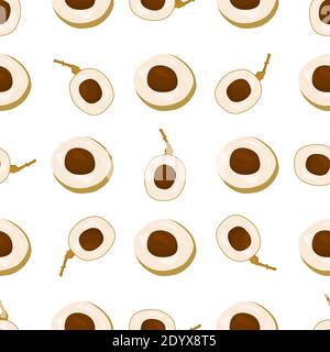 Illustrazione sul tema grande colore senza cuciture longan, brillante motivo di frutta per sigillo. Modello di frutta costituito da un bellissimo longan di ripetizione senza cuciture. Semplice Illustrazione Vettoriale
