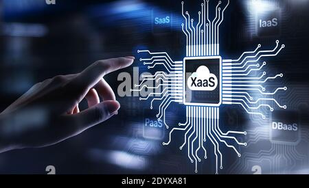 XaaS PaaS SaaS IaaS DBaaS Infrasstructure Service Data base soluzione di sviluppo per le aziende Foto Stock