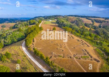 Veduta aerea di ruapekapeka pa - rovine di un maori Fortezza in Nuova Zelanda Foto Stock