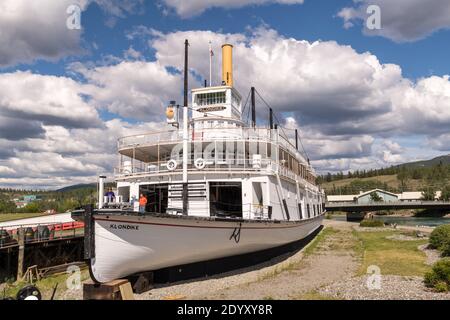 Whitehorse, Canada. 23 Giugno 2018. Il sito storico nazionale della S.S. Klondike a Whitehorse, Yukon, Canada. Il piroscafo a ruote sterzate gestito dalla British Yukon Navigation Company operò tra Whitehorse e Dawson City all'inizio del ventesimo secolo. Credit: Planetpix/Alamy Live News Foto Stock