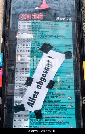 Club SO 36 a Berlino-Kreuzberg während des lockdown im Dezember 2020 . Alle Veranstaltungen und Konzerte sind seit März 2020 abgesagt. Foto Stock