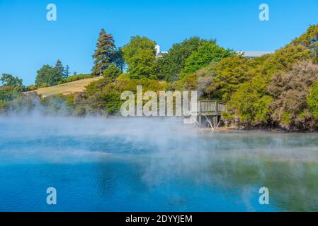 Stagno geotermico al parco di Kuirau a Rotorua, Nuova Zelanda Foto Stock