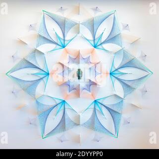 Cupertino, California, USA - Agosto 2019: Apple Watch in mostra come un'installazione artistica all'Apple Store Foto Stock