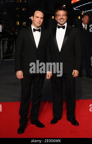 I produttori Michael de Luca e Dana Brunetti hanno partecipato alla prima del Capitano Phillips inaugurando il BFI London Film Festival a Odeon Leicester Square a Londra, Regno Unito, il 9 ottobre 2013. Foto di Aurore Marechal/ABACAPRESS.COM Foto Stock