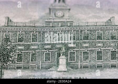 closeup del lato posteriore di 100 dollari di fattura per il disegno scopo Foto Stock