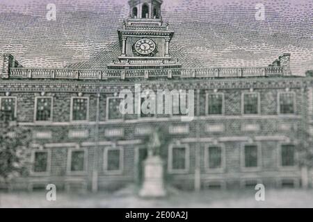 closeup del lato posteriore di 100 dollari di fattura per il disegno scopo Foto Stock