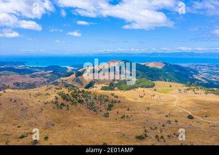 Paesaggio della Nuova Zelanda intorno alla collina di Takaka Foto Stock