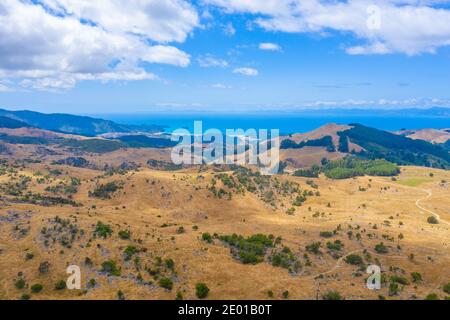 Paesaggio della Nuova Zelanda intorno alla collina di Takaka Foto Stock
