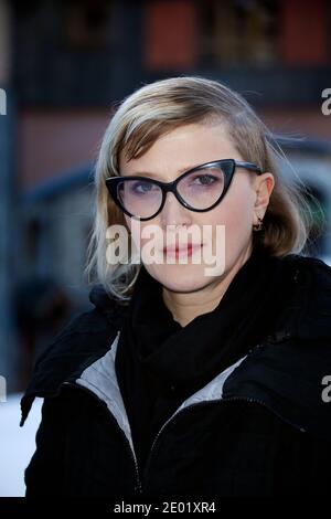 Il regista Jasmila Zbanic si pone durante la quinta edizione del Festival europeo del Cinema di Les Arcs, a Les Arcs, Alpi francesi, il 15 dicembre 2013. Foto di Patrick Bernard/ABACAPRESS.COM Foto Stock