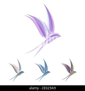 Modello Swallow colorato astratto stilizzato per il Logo Design, illustrazione vettoriale Illustrazione Vettoriale