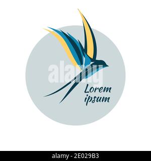 Modello Swallow colorato astratto stilizzato per il Logo Design, illustrazione vettoriale Illustrazione Vettoriale