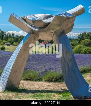 "Lavanda Convergence": L'arte dell'acciaio di Micajah Bienvenu, San Juan Island, WA, USA Foto Stock