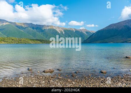 Vista sul lago Rotoiti in Nuova Zelanda Foto Stock