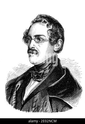 Anton Alexander Graf von Auersperg, 11 aprile 1806 - 12 settembre 1876, pseudonimo: Anastasius Grün, è stato un influente rappresentante della poesia politica liberale austriaca come politico e licista politico / Anton Alexander Graf von Auersperg, 11. Aprile 1806 - 12. Settembre 1876, pseudonimo: Anastasius Grün, war als Politiker und politischer Lyriker ein einflussreicher Vertrter der österreichischen liberalen politischen Poesie, Historisch, storico, digitale riproduzione migliorata di un originale del 19 ° secolo / digitale Reproduktion einer Originalvollage aus dem 19. Jahrhundert Foto Stock