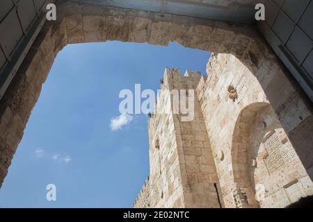 Jaffa Gate UN ingresso importante alla Città Vecchia di Gerusalemme Foto Stock