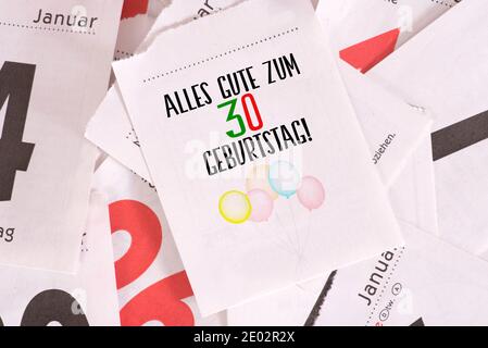 Calendario e buon trentesimo compleanno Foto Stock
