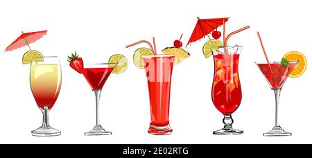 Set di cocktail in stile acquerello - illustrazione vettoriale Illustrazione Vettoriale