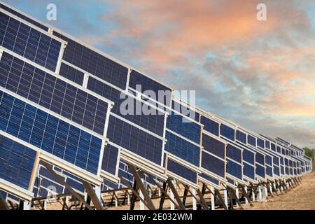 Impianto solare, Mahora, Albacete, Castilla la Mancha, Spagna, Europa. Foto Stock
