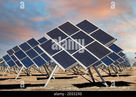 Impianto solare, Mahora, Albacete, Castilla la Mancha, Spagna, Europa. Foto Stock