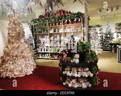 NEW-YORK, UAS DICEMBRE 05,2020: Negozio di peluche decorato la vigilia di Natale Foto Stock