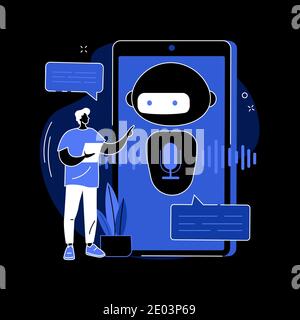 Illustrazione vettoriale astratta dell'assistente virtuale con controllo vocale di chatbot. Illustrazione Vettoriale