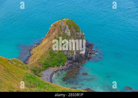 Vista aerea dell'insenatura di Hoopers sulla penisola di Otago a New Zelanda Foto Stock