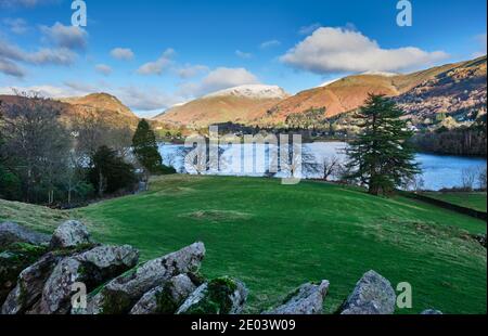 Snow on Seat Sandle a Grasmere, Lake District, Cumbria Foto Stock