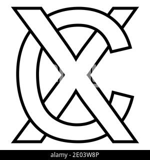 Logo segno xc cx segno icona due lettere interlacciate x, C logo vettore xc, cx primo lettere maiuscole motivo alfabeto x, c Illustrazione Vettoriale