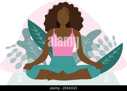 Donna fare yoga nella natura Illustrazione Vettoriale