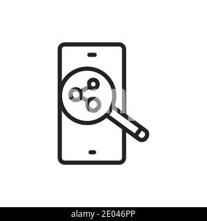 Icona nera della linea di ottimizzazione dei motori di ricerca dei social media. Promozione SMM. Illustrazione Vettoriale