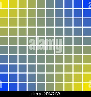 Pannelli pixel art quadrati 10 x 10 colore blu e giallo delle onde del sole e del mare, illustrazione vettoriale pixel art colori pace buona e prosperità. Illustrazione Vettoriale
