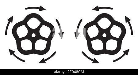 icona per aprire e chiudere il rubinetto, concetto vettoriale di serraggio della valvola dell'acqua, icona che gira, svitare Illustrazione Vettoriale