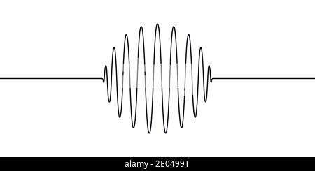 forme d'onda dell'ampiezza della sfera ad anello circolare, vettore per disegnare un'onda a linea unica, il concetto di acustica del suono, delle vibrazioni, delle onde acustiche Illustrazione Vettoriale