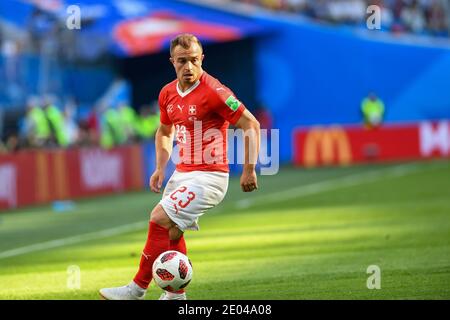 SAN PIETROBURGO, RUSSIA - 3 luglio 2018: Xherdan Shaqiri della Svizzera durante la Coppa del mondo FIFA Russia 16 Round del 2018 tra Svezia e Swit Foto Stock