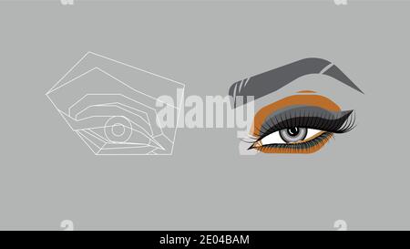 illustrazione dell'occhio con trucco nello stile di moda Illustrazione Vettoriale