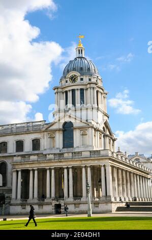 Old Royal Naval College (ora sede dell'Università di Greenwich e al Trinity College of Music), Greenwich, London, Regno Unito Foto Stock