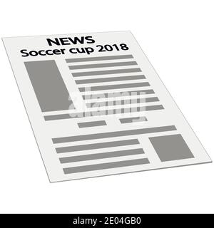 Icona copertina news, mockup template prima pagina news, isometria prospettiva Soccer Cup 2018 torneo mondiale internazionale Illustrazione Vettoriale