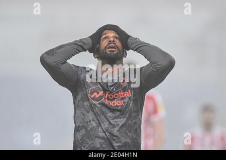 STOKE ON TRENT, INGHILTERRA. 29 DICEMBRE durante la partita del campionato Sky Bet tra Stoke City e Nottingham Forest al Britannia Stadium di Stoke-on-Trent martedì 29 dicembre 2020. (Credit: Jon Hobley | MI News) Credit: MI News & Sport /Alamy Live News Foto Stock