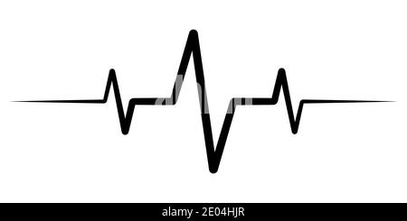 polso della frequenza cardiaca, logo della medicina dell'icona, icona della frequenza cardiaca del battito cardiaco vettoriale, suono audio picchi di ampiezza delle onde radio Illustrazione Vettoriale