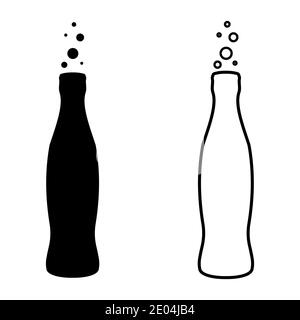 Bottiglia di soda bevanda Cola icona vettore profilo silhouette bottiglia di soda bevanda Cola icona Illustrazione Vettoriale