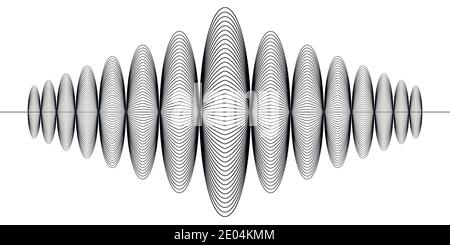 Segno di registrazione audio digitale, Music radio suono onda, vettore segno sismologia terremoto guilloche Illustrazione Vettoriale