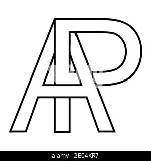 Segno di logo ap, segno di icona pa lettere interlacciate A,P logo vettoriale ap, pa primo carattere maiuscolo alfabeto a, p Illustrazione Vettoriale