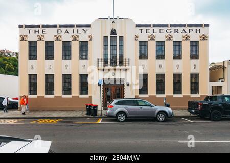 Gli ex stampatori/uffici del Daily Telegraph a Napier, Nuova Zelanda. Costruito nel 1933 in stile Art Deco, progettato dall'architetto EA Williams Foto Stock