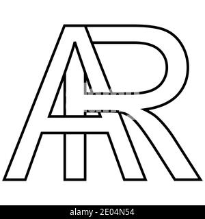 Simbolo logo ar, simbolo ra lettere interlacciate A,R logo vettoriale ar, ra prima lettere maiuscole modello alfabeto a, r Illustrazione Vettoriale