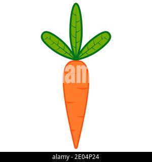 Icona di carota cartoon, simbolo di vegetarianismo, verdure nutrienti e sane, simbolo di carota vettore di vitamine un carotene per vegani Illustrazione Vettoriale