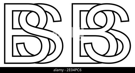 Logo segno b sb segno icona due lettere interlacciate b, s vettore logo b, sb prima lettere maiuscole motivo alfabeto b, s Illustrazione Vettoriale