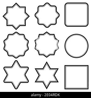 Set tag adesivo cartoncino elemento vettoriale uniformi, munizioni, badge, adesivi, carte Illustrazione Vettoriale